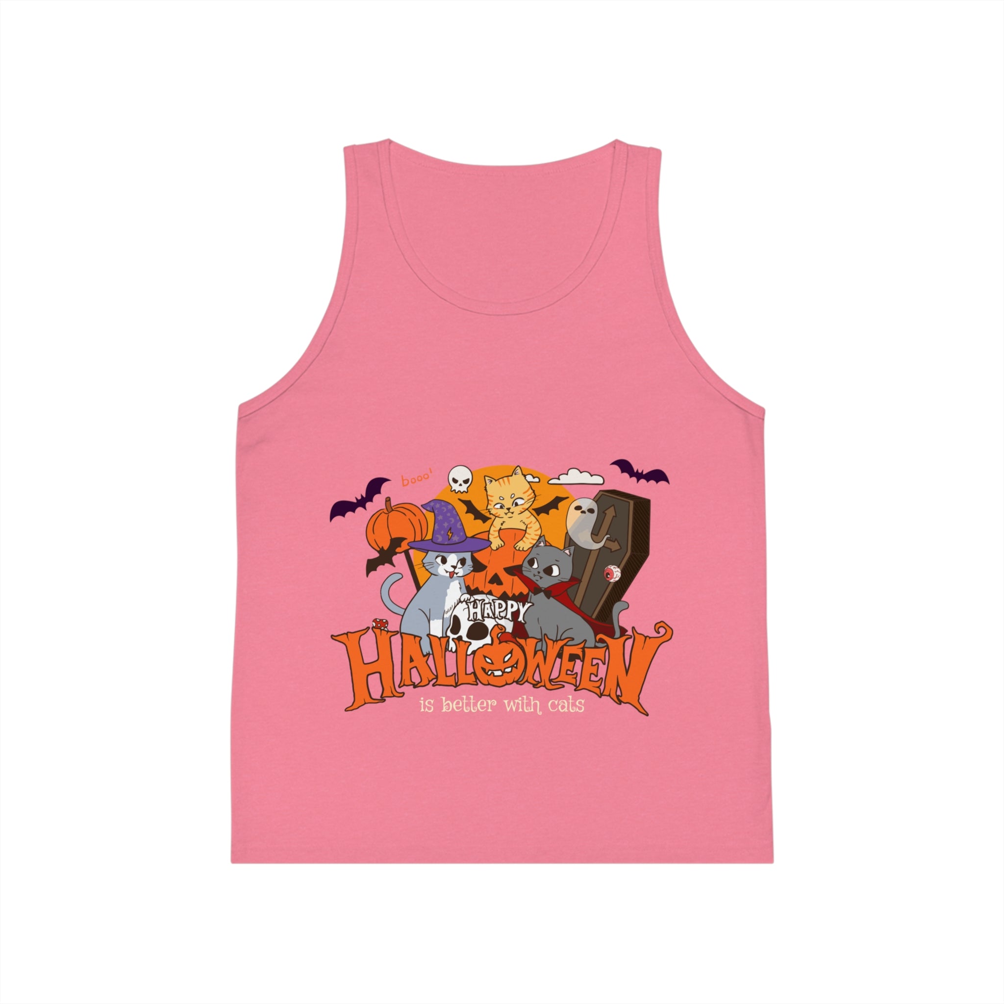 Happy Halloween with Witch Cats | Kid's Jersey Tank Top